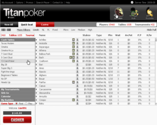 Example of Titan Poker Room
